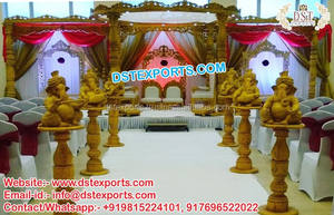 Glamoroso Mandap de Madera para Bodas Indias, Estilo Maharajá, Mandap Nupcial Dulhan, Mandap de Madera Tallada Real para Bodas en Australia - Product Image 6