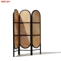 Paravent en rotin naturel avec cadre en bois moderne, paravent pliable