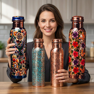 Bouteille d'eau personnalisée 100 % cuivre, sans BPA, écologique, compatible lave-vaisselle, qualité alimentaire, revêtement anti-corrosion, résistante à l'ébullition - Product Image 1