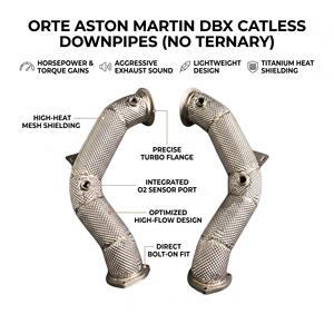 Downpipe en acier inoxydable poli miroir Vortex Elite avec isolation thermique et maille isolante pour Aston Martin DBX 4.0T – Meilleur article - Product Image 1