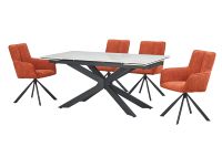 Table de restaurant contemporaine extensible sur pieds métalliques croisés Table de cuisine Table à manger de luxe