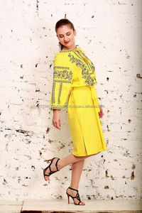 Calidad excepcional precioso azul oscuro bordado Floral vestido Boho estilo amarillo brillante decorado borlas vestido largo - Product Image 2