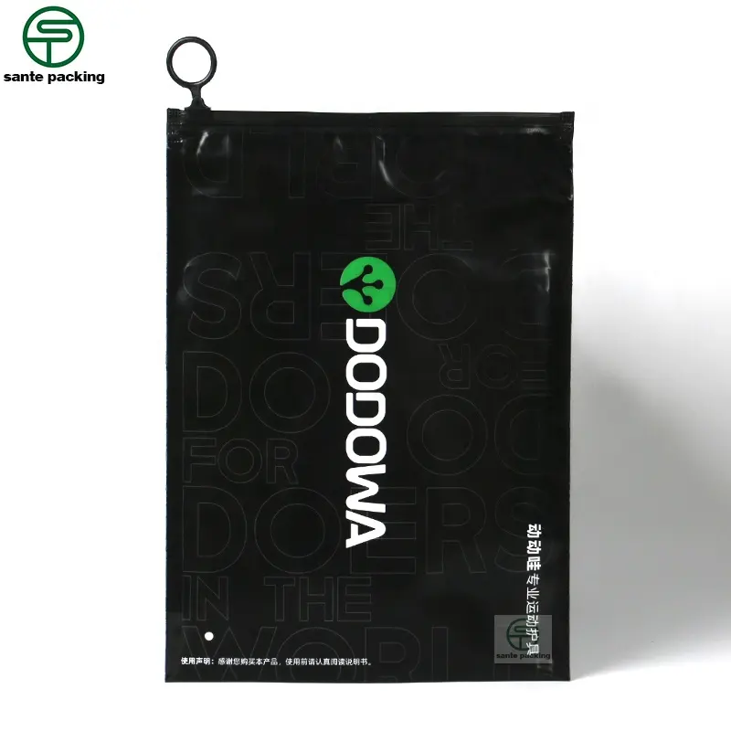 Factory price customized waterproof black colorful cpe ziplock bags for sports bras packaging