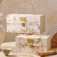 Boîte cadeau portable en carton avec motifs floraux dorés sur le thème de la forêt, pour mariage, demoiselles d'honneur, anniversaire, vide