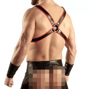 Blue And <b>Black</b> Leather Chest <b>Harness</b> With Studs Men's Sexy Underwear For Flirt - Product Image 4