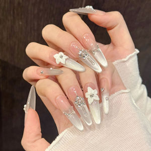 Nuevo Producto Lanzado, <span class=keywords><strong>Uñas</strong></span> Postizas Negras Estilo Francés con Brillantes Detalles Dorados, Diseño Exquisito <span class=keywords><strong>de</strong></span> Ojo <span class=keywords><strong>de</strong></span> Gato, Tallado a Mano - Product Image 6