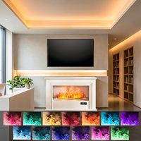 Cheminée à vapeur d'eau Kalsubo blanche avec fonction d'humidification, 13 couleurs de flamme réalistes, télécommande, remplissage facile de l'eau, sécurisée