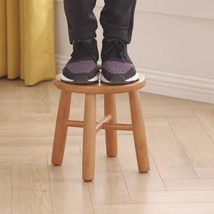 Taburete Redondo de Madera Maciza Color Nogal, Color Madera Natural, Diseño Minimalista, Duradero, para Uso Doméstico, Sala de Estar, Entrada - Product Image 3