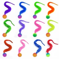 Jouet à mâcher pour chat Zoyi Pet Plush Caterpillar Elastic Ball - Anti-ennui, baguette interactive, résistant aux griffures et aux morsures