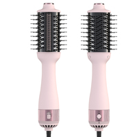 Brosse lissante chauffante électrique professionnelle 3-en-1 pour cheveux bouclés et raides, sèche-cheveux et brosse coiffante