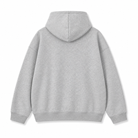 Sweat à capuche personnalisé OEM pour homme, gris clair, style universitaire, 300 GSM, mélange de coton, molleton bouclette, imprimé sérigraphié, fabricant