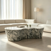 Table basse en marbre Calacatta organique de style moderne et luxueux pour la décoration de la maison, salon, hôtel, bar, café