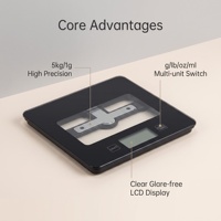 Báscula Digital de Cocina de Vidrio Templado Delgada con Pantalla LCD Grande para Cocinar y Hornear en Casa con Medición Precisa