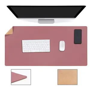 Tapis de bureau en cuir PU Tapis de souris de protection de table noir double face pour ordinateur portable