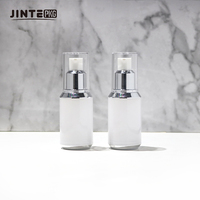 Flacon cosmétique rond en plastique argenté avec pompe sans air pour crème solaire, 30 ml, 50 ml, 80 ml, vente en gros
