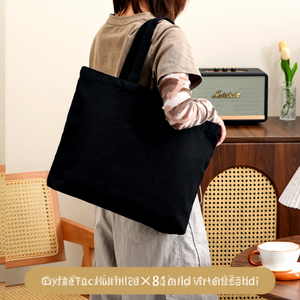 Sac fourre-tout en toile de coton recyclé extra large, écologique, motif lettres, longues poignées, impression de logo, pour le shopping, les voyages et les activités de plein air - Product Image 1