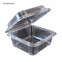 Boîte d'emballage alimentaire en plastique transparent PET pour fraises, 250g, jetable, avec couvercle articulé, qualité alimentaire, personnalisable, vente en gros