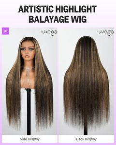 Peluca de encaje frontal sin pegamento 6x5 de 20 pulgadas, pre-arrancada, pre-cortada, 220% de densidad, con reflejos decolorados, lisa, <span class=keywords><strong>balayage</strong></span> natural - Product Image 6