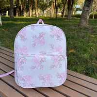 Sac à dos de voyage en nylon imperméable à l'eau floral rose personnalisé pour enfants et adolescents, cadeau de rentrée des classes pour femmes