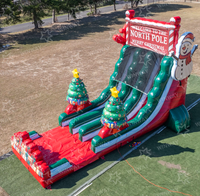 Toboggan gonflable commercial de Noël à double piste, toboggan géant gonflable Père Noël avec arbre de Noël pour location événementielle