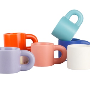 Bán buôn trắng sứ trắng xử lý cốc trà biểu tượng tùy chỉnh Bộ đồ ăn chén gốm thẳng thăng hoa khoảng trống cốc cà phê - Product Image 5