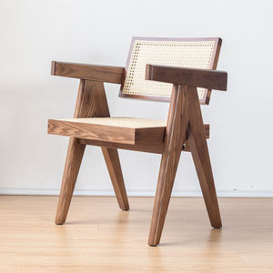 Assommé Iconique <span class=keywords><strong>Jeanneret</strong></span> Chandigarh Cane Siège arrière Chaise de bureau en bois massif Chaise de salle à manger - Product Image 6