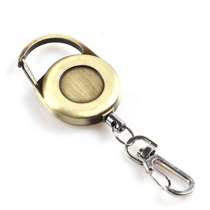 Porte-badge rétractable en métal de style antique avec mousqueton, clip <span class=keywords><strong>yoyo</strong></span> et porte-clés - Product Image 4