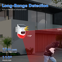 Détecteur de mouvement infrarouge PIR solaire autonome CT80D anti-vol avec sirène stroboscopique 120 dB, alarme grand angle, étanche