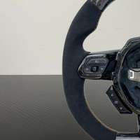 Volant de voiture à fond plat en cuir suédé avec surpiqûres personnalisées YZ, en fibre de carbone forgée, pour Lamborghini Huracan