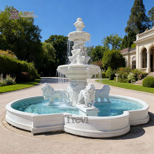 ट्रेवी घर में महिला मूर्तियों के साथ अतिरिक्त बड़ा आउटडोर संगमरमर का जल सिंह फव्वारा - Product Image 4