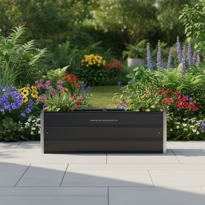 Jardinière en acier anthracite 62,99 x 15,75 x 17,72 pouces pour pots de fleurs, usage extérieur - Product Image 2