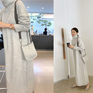 Maglioni Lunghi Invernali Coreani da Donna, Casual e Comodi, a Collo Alto <span class=keywords><strong>in</strong></span> Cashmere Intrecciato, Abiti Maxi <span class=keywords><strong>in</strong></span> <span class=keywords><strong>Maglia</strong></span> per Donne - Product Image 6