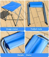 Chaise de camping pliable portable mini BBQ en acier, petit tabouret carré pliant pour l'extérieur – Offre spéciale