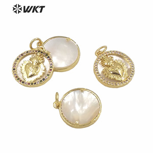 WT-MP167 Très Offres Spéciales plaqué or coeur pendentif amour coeur or vadrouille CZ RÉGLAGE coeur femmes pendentif religieux - Product Image 2