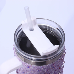 Gobelet isotherme en acier inoxydable 304 de 40 oz avec perles et strass, avec poignée, pour femme, idéal pour cadeau de mariage, vente en gros en lot - Product Image 5