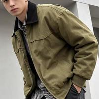 Veste de travail en toile épaisse de style rétro, manteau de travail décontracté