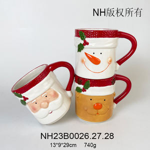 ชุดแก้วเซรามิกลายตุ๊กตาหิมะคริสต์มาสพร้อมหมวกผ้าพันคอสีแดงและของตกแต่งฮอลลี่ของขวัญวันหยุดสุดน่ารัก - Product Image 5