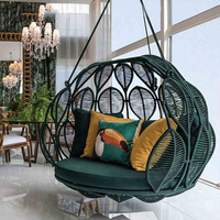 Jardim ao ar livre Varanda Swing Chair Assento Corda tecida de alumínio Balançando Basket Villa Courtyard Waterproof Hanging Hammock