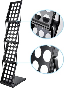 Support d'affichage pliable A4 en alliage d'aluminium, fer argenté noir sur mesure, présentoir pour magazines et affiches, étagère pour livres - Product Image 2