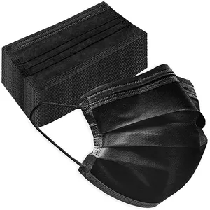 Máscara Facial Médica CE Personalizada, 3 Camadas, Não Tecida, Descartável, Máscaras Cirúrgicas Pretas - Product Image 1