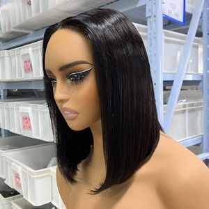 Peluca <span class=keywords><strong>de</strong></span> Cabello Humano YUNSEN 5*5 Sin Pegamento, Doble Trama, Estilo BOB, Nueva, Negra, con Red Transparente en la Parte Posterior, Densidad 150%-180% - Product Image 6
