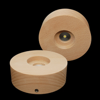 Lampe LED en bois moderne avec base, alimentation USB, rechargeable, contrôle par capteur, veilleuse, décoration pour salon, blanc chaud/blanc froid