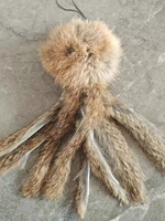 Produit phare : Tête de remplacement personnalisée pour baguette de chat, en vraie fourrure de lapin, forme pieuvre et boule de plumes
