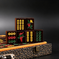 Ensemble de Mahjong en bois de santal violet à petites feuilles, boîte dorée, Mahjong chinois pour la maison, Mahjong rétro, cadeau rétro haut de gamme