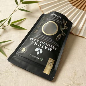 Bolsas de Embalaje Resellables Negras Impresas Personalizadas, Bolsa Premium de 100g para Polvo de Alimentos, Matcha, Granos de Café, Té Verde, con Ventana - Product Image 2