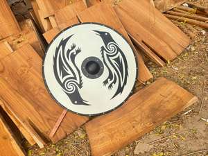 Boucliers vikings de qualité industrielle, en bois, sculptés à la main, de haute qualité, personnalisables, OEM/ODM, pour le camping en plein air, la chasse - Product Image 3