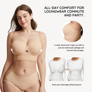 <span class=keywords><strong>Reggiseno</strong></span> <span class=keywords><strong>Senza</strong></span> Spalline Hexin con Ferretto e Mezza Coppa, Chiusura a Sette Ganci, Traspirante, Confortevole, Supporto Forte, per Uso Quotidiano - Product Image 4