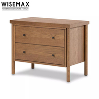 WISEMAX FURNITURE Table de chevet en bois de chêne de style américain moderne simple pour hôtel, maison, villa, avec 2 tiroirs pour chambre à coucher