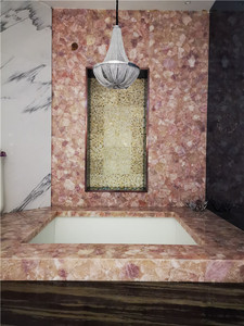 แผ่นหินควอตซ์สีชมพูที่มนุษย์สร้างขึ้นสำหรับเคาน์เตอร์ห้องครัวและห้องน้ำและกระเบื้อง - Product Image 5