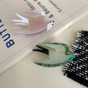 Pince à cheveux personnalisée en acétate avec logo, motif passereau, pour queue de cheval - Product Image 3